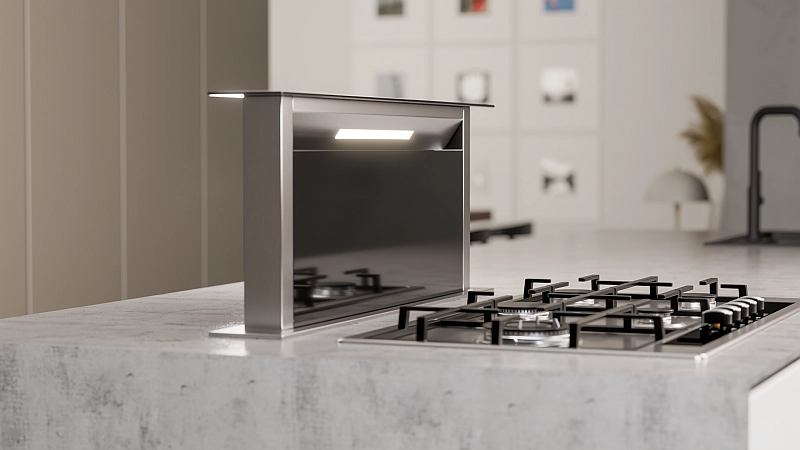 プロストック　ブラックアウト　98inch 18×20 G3 90cm Downdraft Extractor Black Glass (FAL-90-DDG) | Falco